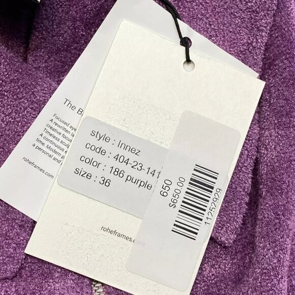 NEW ROHE Womens Sweater Purple Size 4 Innez Velour Quater Zip Pullover - Picture 3 of 10